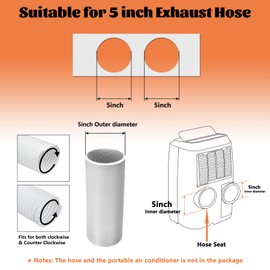 GCGOODS Portable AC Window Kit, Air Conditioner Daul Hose Window Seal Plates Kit for 5" Diameter Sliding and Hung Windows, Double Hole Design with Foam Seal Tape, Universal Sealing Panels