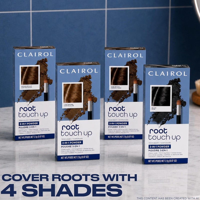 Clairol polvo ocultante temporal para retoques de raíces, Marrón medio,