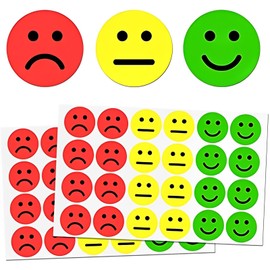 Nukoqcd 600PCS Happy Face Emotion Rating Stickers, 2.5 cm, Red Yellow Green, Pack of 25
