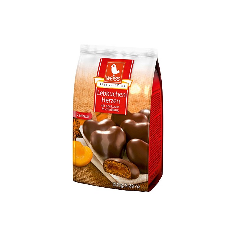 Weiss Filled Gingerbread Hearts, Dark Chocolate, 5.29 oz