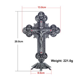 Standing Cross Catholic Decor for Tabletop 8" Metal Jesus Crucifix Standing Cross Statue for Chapel Home Decoration Religious Gifts
