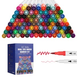 GC QUILL 100 Colours Felt Pens Double-Sided - Fineliner & Brush Pen Marker Set, Brush Pens Watercolour Pens for Adults, Bullet Journal Pens, Colouring Book Painting and Hand Lettering GC-N100W