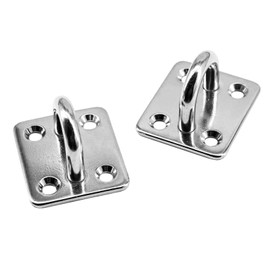 UTwaySteelPro M8 Rectangular Stainless Steel Upholstery Eye Plate Heavy Duty for Securing and Installing Sandbags, Hanging Baskets, Swings, Pack of 4