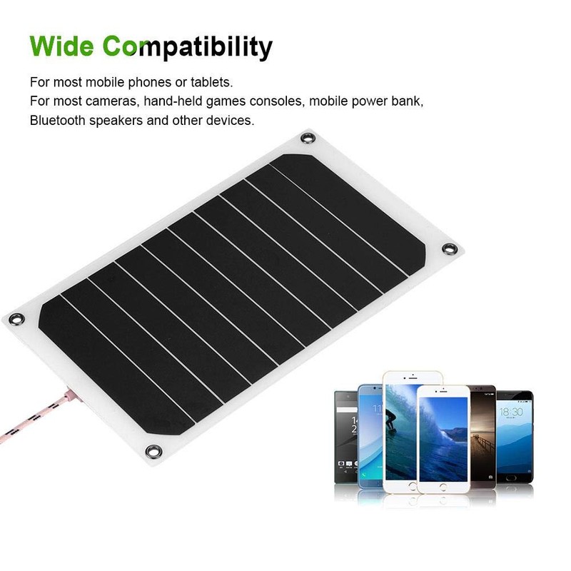 5V 10W USB Solar Panel, IP64 Waterproof Portable Solar Charging