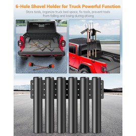 6-Hole Shovel Holder for Truck, Heavy Duty Trailer Tool Rack for Trimmer, Rake, Lawn Tools, Landscape Hand Tools