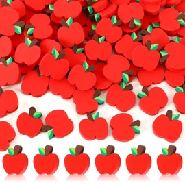 kaiolbly 80pcs Red Apples Polymer Clay Ornaments, Welcome Back to School Table Scatters A-pple Vase Filler for Arts Crafts Decorations Classroom Counting Teacher Supplies Stationary Party Favors