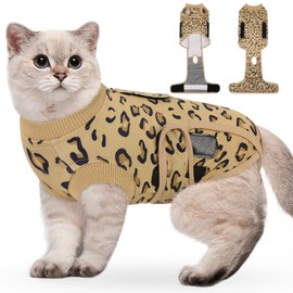 SUNFURA Cat Recovery Suit, Cat Surgery Recovery Suit Female Kitten Onesie for Cats After Surgery, Cat Neuter Recovery Suit Anti Licking, E-Collar Alternative Cat Surgical Recovery Suit, Brown M