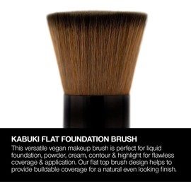 Palladio AB470 Brocha Kabuki Plana, de Maquillaje Profesional para Base, Rubor de Rostro, Polvo, Crema, Contorno e Iluminación, Cerdas Sintéticas Ofrecen Cobertura Graduable