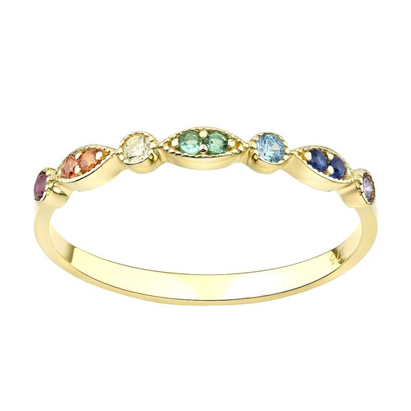 Old English Jewellers 9ct Yellow Gold Rainbow Cubic Zirconia Eternity