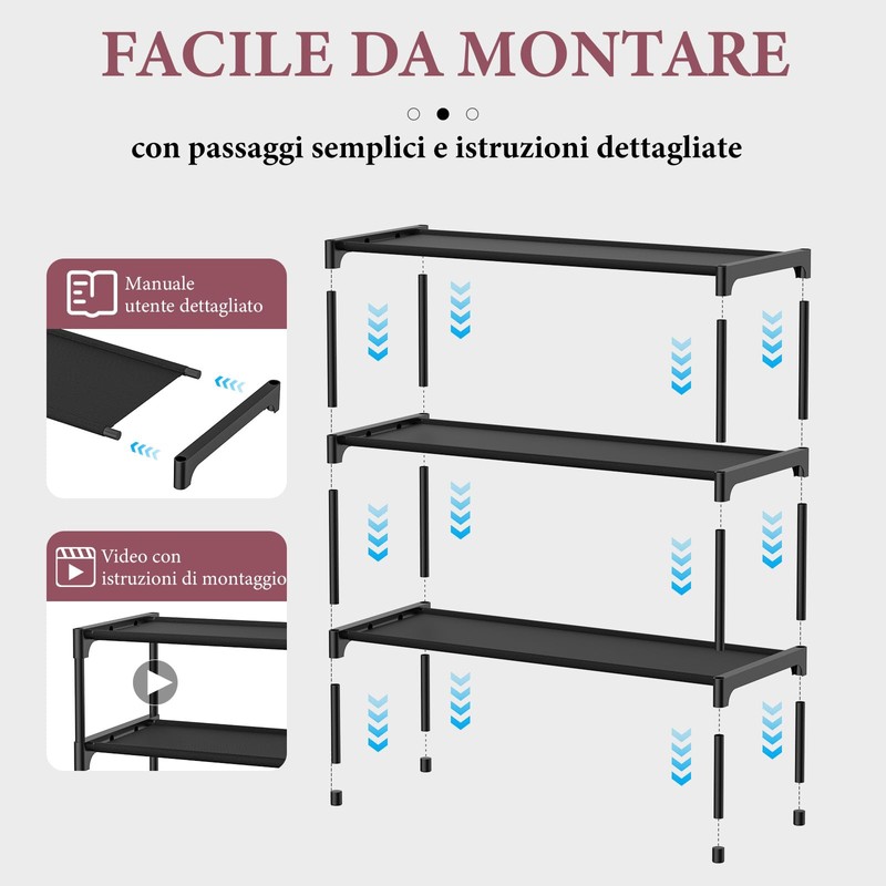 LEIVESTE 3 Tier Metal Shoe Rack Space Saving Stackable 12