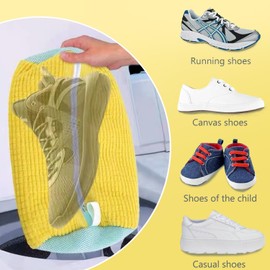 FemKey 2 Pieces Shoe Wash Bag, Washing Machine Shoe Bag with Zipper Lock and Inner Hair Brush, Trainer Sneaker Washing Machine Bags with Portable Anti-Collision Protection