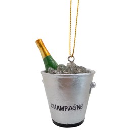 Champagne Bottle in Ice Bucket Christmas Tree New Years Celebration Ornament
