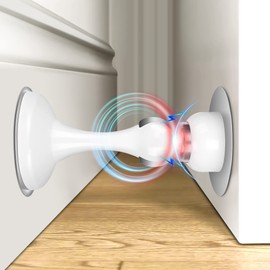 Crosize Magnetic Door Stoppers 1 Pack, Stainless Steel Door Stops for Wall and Floor Mounting, Door Holder Keep Door Open, No Drilling Door Stop with 3D Adhesive Tapes, White