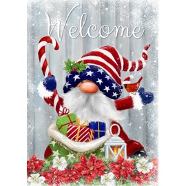 Toland Home Garden 28x40 Inch Double Sided Garden Flag Christmas Flag, Patriotic Christmas Gnome Winter Christmas Garden Flag House Flag for Outdoor Yard Decoration