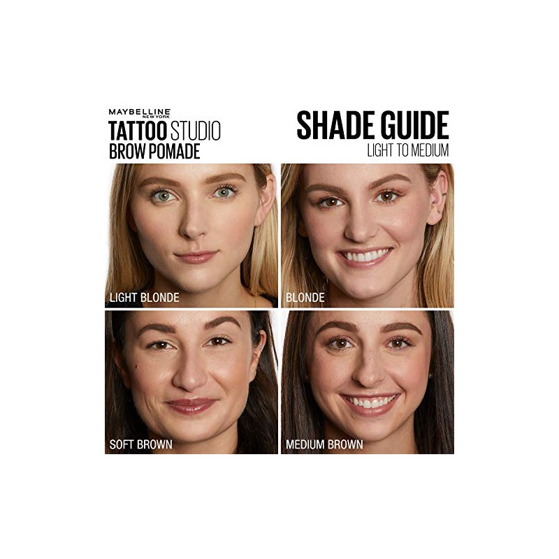 Maybelline TattooStudio Pomada de cejas de larga duracin, construible, maquillaje