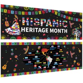 Affrolling 2 Pcs Hispanic Heritage Month Decorations Hispanic Heritage Month Bulletin Board Decor Backdrop Latin American Posters Spanish Classroom Decor for Latin American School Door Wall