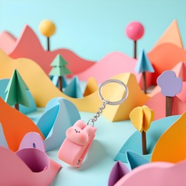 Pink Cute Mini Stapler Portable Cartoon Staples Key Chain Organizer Key Office Supplies School Pend File Stationery L1D9 Student Desktop Staplers