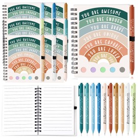 Janlaugh 20 Pcs Mental Health Gifts for Women Men Includes 10 Mental Health Notebook 10 Ballpoint Pen Ruled Journal with Adhesive Notes Therapist Journal for College School Supplies
