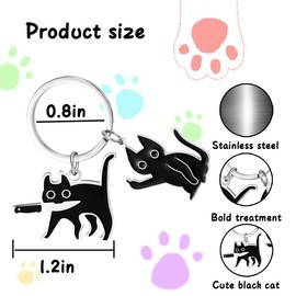 SongBoBo Cute Black Cat Keychain for Women Men Teen Boys Teen Girls - Cool Funny Keychain Accessories - Purse Charms for Cat Lovers Girlfriend Mom Dad bag charms for handbags (Black cat A+B)