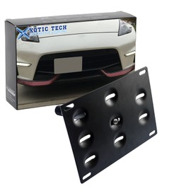 Xotic Tech Tow Hook License Plate Screw On Mount Bracket Compatible with Nissan 370Z 2009-2012 Juke Rogue or Infiniti FX JX QX G37 Q60 (Black)