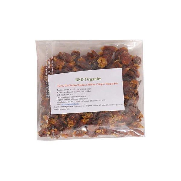 BSD Organics Herby Dry Fruit of Mahua/Mohwa/Vippa/Iluppai Poo- 200 Gram