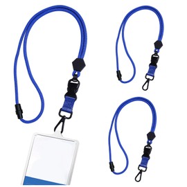 BangBoom 3 Pack Breakaway Lanyards, Adjustable Woven Badge Holder String with Detachable Buckle & Clip, Heavy Duty Keychain Necklace for ID Women Men Keys Cruise Ship Card (Blue)