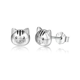 Cute Cat Stud Earrings for Women Girls 925 Sterling Silver Small Stud Earrings Simple Animal Pet Hypoallergenic Cartilage Piercing Earrings Birthday Jewelry Gifts