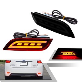 GTINTHEBOX Smoked Lens LED Rear Bumper Reflector Light Fog Tail Brake Lamp compatible with Subaru 2008-2014 WRX/STI, 08-up Impreza, 13-up XV Crosstrek (Updated style)