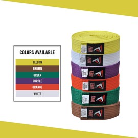 Fadi Sports Martial Arts Belt for Karate, Judo, Aikido and Taekwondo - Durable Cotton-Polyester Blend for Adults and Kids (Yellow, 1)