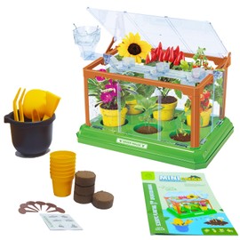 EXBEPE Kids Gardening Kit Greenhouse Growing Terrarium Kit Plant Growing Set Discovery Educational Gardening Gift for Boy & Girl