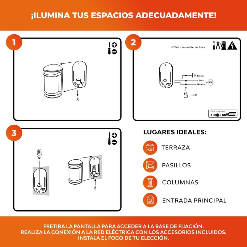 Tecnolite Lámpara para Muro, color Blanco Tecnolite H-945/B