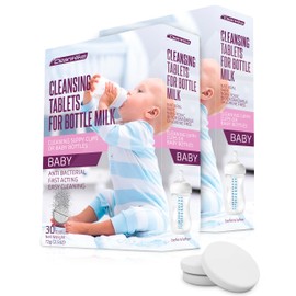 CleanHike (2) Baby Water Bottle Cleaning Tablets - (60 Pack) Natural Bottle Cleaner for Milk Bottles Tabs for Stainless Steel and Plastic Kid's Tumbler - Individually Packed