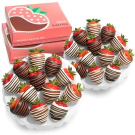 A Gift Inside 24 DarkMilkWhite Delight Chocolate Covered Strawberries, Strawberry, 1 Count