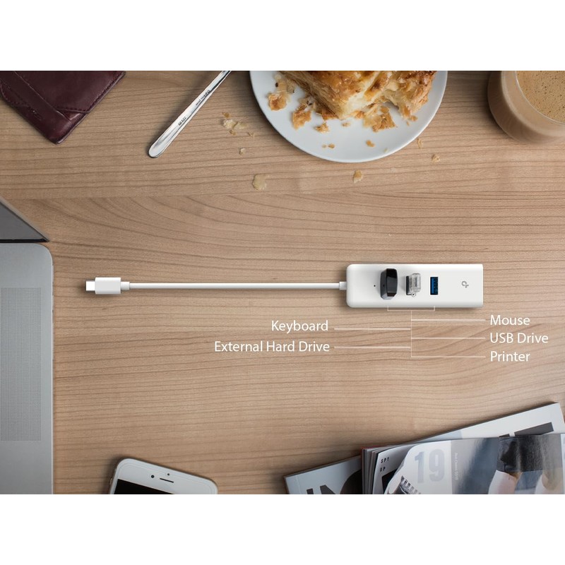 TP-Link USB Type-C 3-Port Hub & Gigabit Ethernet Adapter, 3-Port