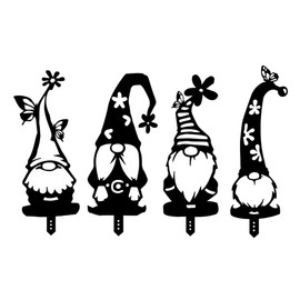 4Pcs Garden Gnome Stake, Acrylic Hollowed Santa Yard Art Decorations, Garden Gnomes Statue Silhouette for Daily Festive Art Outdoor Indoor (Multi-type)