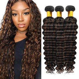 Highlight Bundles P1B30 Loose Deep Wave Human Hair Bundle Two Tone Black Mixed With Color 30 Brown 3 Bundles 26 28 30 Inch Double Weft 1B30 Ombre Bundle 300G
