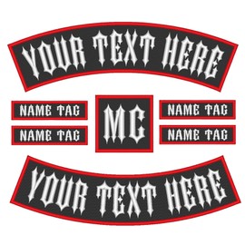 Custom Embroidered Full Set Patches - Rocker Name Tag MC Motorcycle Biker Sew on Patch (8"~14") - (B-1)