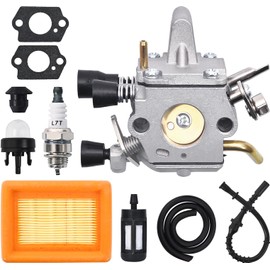 Carburettor for STIHL FS120 FS200 FS250 FS300 FS350 Brush Cutter, JRISBO Brushcutter Accessories FS 250 Carburettor Kit Replacement Parts 10 in 1 Carburettor Kit with Gasket, Air Filter, Spark Plug
