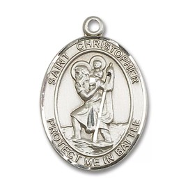 Bliss Sterling Silver Saint Christopher Air Force Medal Pendant Necklace 24" Chain