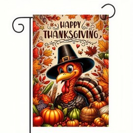 Happy Thanksgiving Garden Flags 12x18 Inch Be Thankful Thanksgiving Flag Double Sided Decorative Turkey Fall Garden Flag for Thanksgiving Day Harvest Fall Autumn Yard Outdoor