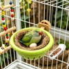 2-in-1 Bird Nest & Perch Set with 4 Hanging Food