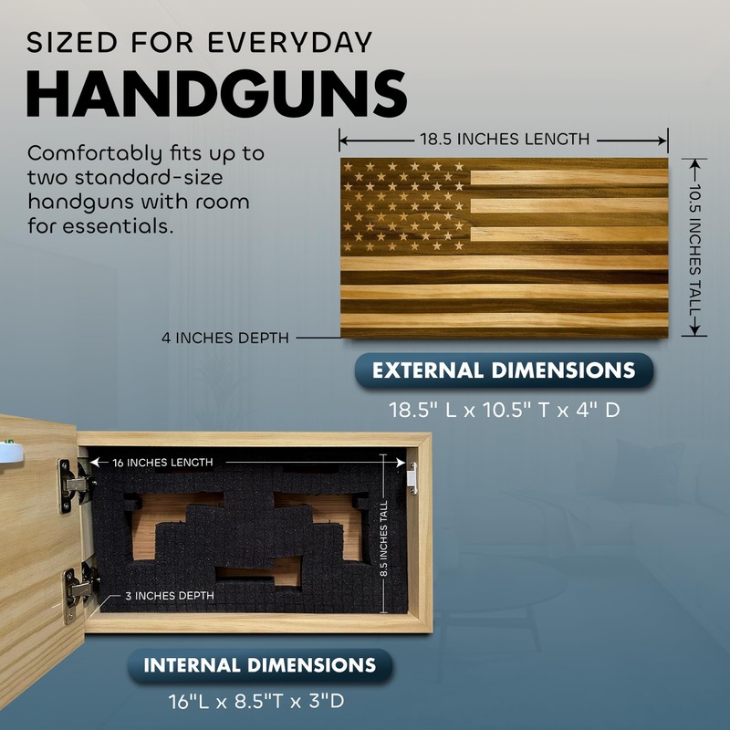 American Flag Hidden Gun Safe - Quick Access Hidden Gun