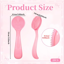 2 Pcs Silicone Manual Facial Cleansing Brush Waterproof Face Cleaning Scrubber Exfoliator Cleanser Soft Face Scrubber Exfoliating Brush for Blackheads Makeup Residues Removal(Pink)
