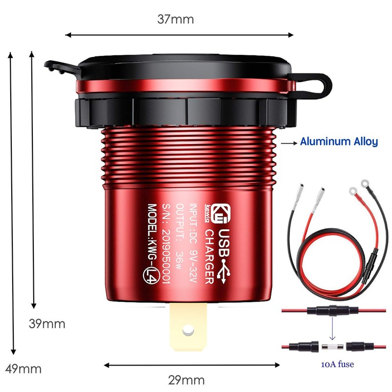 BCEY 12V araba USB soketi Anahtarlı araba şarjı 24V 36W