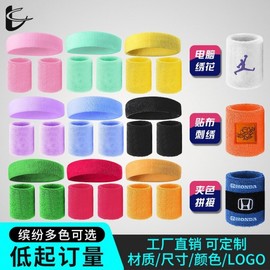 Multi-Color Cotton Towel Sports Headband and Sweat-Absorbent Wristband for Football, Basketball, Fitness, Running One Size/14 Sapphire Blue 15ea