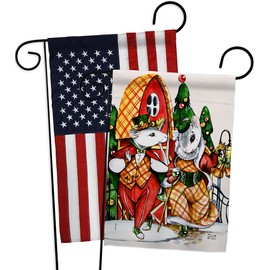 Angeleno Heritage Holiday Mouses Garden Flag Pack Winter Christmas Santa Marry Xmas Present Reindeer Season Wintertime Snow Applique House Decoration Banner Small Yard Gift Double-Sided, Made in USA