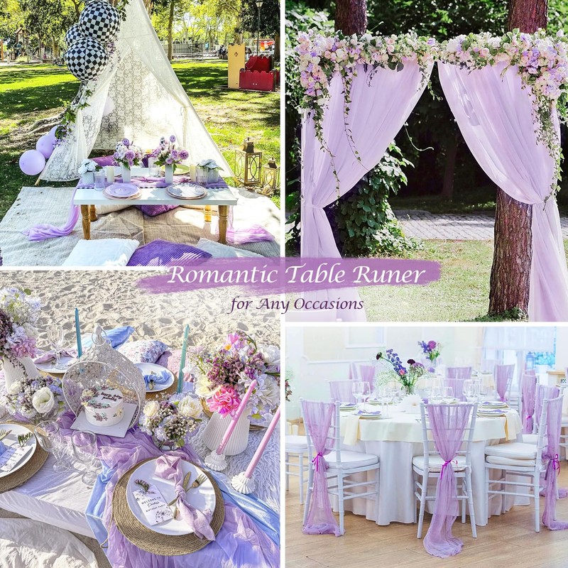 Lilac Purple Cheese Cloth Table Runner Easter Spring Boho Romantic