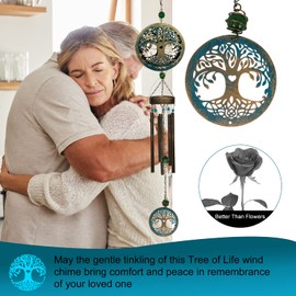 Campanas de viento conmemorativas solares, campanillas de viento del árbol de la vida, campanillas de viento de condolencias al aire última intervensión, tono profundo único al aire última intervensión, regalos conmemorativos para la pérdida de un ser qu