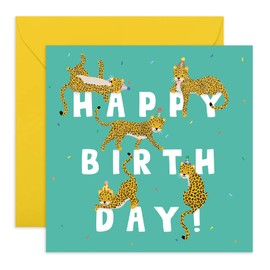 Central 23 Birthday Cards for Kids - Daughter Birthday Cards - ' Happy Birthday Letters Leopard ' - For Boys and Girls - For Son or Daughter - Comes with Fun Stickers