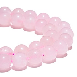 GRTBIZI Cuentas de Cuarzo Rosa Natural de 8 mm, Redondas y pulidas, Ideales para Hacer Pulseras y bisutería. Paquete de 15 Pulgadas.